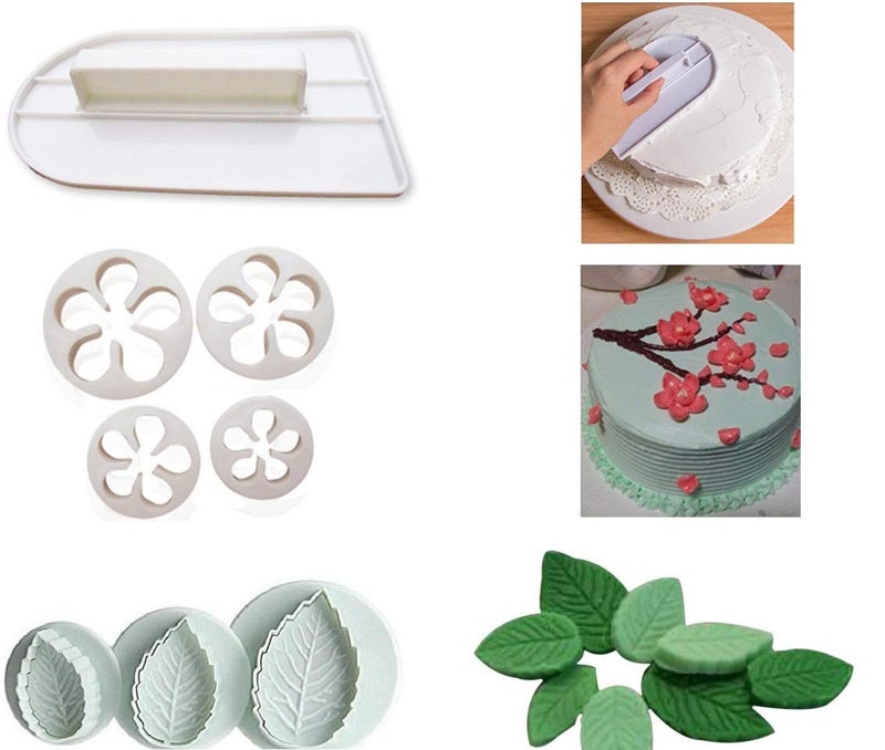 SUNKOOL Fondant Cutters Molds Cake Decorating Tool,Icing Smoother,Cake Cookie Plunger Cutters Mold Sugarcraft Gumpaste craft Flower Leaf Butterfly Heart Shape Decorating Mold DIY Embosser Moulds - Image 3
